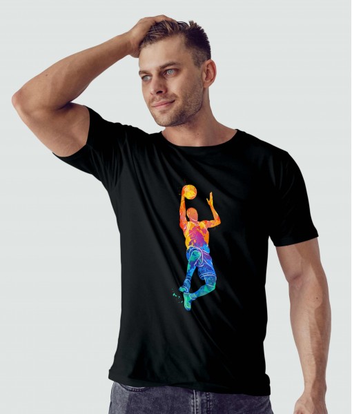 Мъжка тениска с щампа Спортни Илюстрации Colorful basketball player